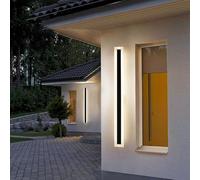 OZBME Outdoor Solar Wall Lamp with Remote Control LED Dimmable Light Waterproof IP65 Outside Sconce Modern Acrylic Black Exterior Garden Lighting Courtyard Front Door (White Light 100CM)