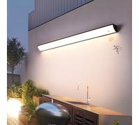 OZBME Outdoor Wall Light with Motion Sensor Aluminum Outside Lamp IP65 Waterproof Max 98W Fixture LED Long Acrylic Bathroom Lights for Garden Villa Bar (Black Warm Light 30CM)