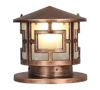 OZBME Outdoor Wall Lights Antique Aluminum Pillar Lamp Vintage Waterproof Pole Light Retro Villas Outside Rainproof Column Headlight for Landscape Courtyard Entrance Park Street Lantern (Bronze 25CM)