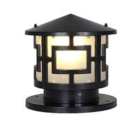 OZBME Outdoor Wall Lights Antique Aluminum Pillar Lamp Vintage Waterproof Pole Light Retro Villas Outside Rainproof Column Headlight for Landscape Courtyard Entrance Park Street Lantern (Black 25CM)