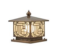 OZBME Outdoor Wall Lights Chinese Style Post Light Copper Glass Modern Pillar Lamp den Column Headlight for Flat Surface Cap Lantern Patio Garden Decoration Waterproof Lamp(Color:B,S ((B 50cm)