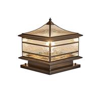 OZBME Outdoor Wall Lights European Style Copper Post Light IP65 Waterproof Pillar Lamp Exterior Landscape Column Headlight with Glass Shade for Lawn Street Lighting Fixture L (25cm)