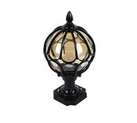 OZBME Outdoor Wall Lights Globe Landscape Post Traditional Pillar Pole Lamp Classic Garden Porch Exterior Column Headlight Rustic Street Lantern Table Waterproof L (Black 22 * 38CM)