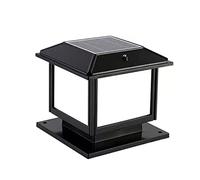 OZBME Outdoor Wall Lights Square Solar Pillar Lamp Waterproof Post Light Glass Villa Gate Landscape StreetLights Garden Deck Patio Fence Column Headlight Lighting Decor (Col (Black 18.5cm)
