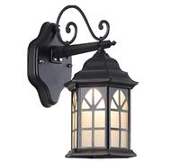 OZBME Outdoor Waterproof Wall Light Anti Rust Exterior Fixtures Lamp, Antique Fence with Frosted Glass Hanging for Gardens Entrance Bracket (Color : Brass) (Brass) (Glass)