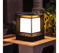 OZBME Pillar lights outdoor Acrylic Cube Column Post Lamps Solar Powered Courtyard LED Lawn Columning Decor for Villa Garden Deck Patio Gate (33 * 39.5cm)