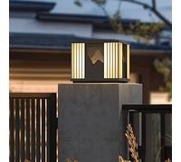 OZBME Pillar lights outdoor New Chinese Style LED Solar Column Square Patio Poles Outside Waterproof Stainless Steel Gate Deck PC - Post Lights (40 * 46cm)