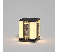 OZBME Pillar lights outdoor Post Light, Chinese Style Wired LED Deck Column Stainless Steel IP65 Waterproof Lantern 3000K Lighting for Patio Garden (43.6 * 48cm)