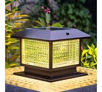 OZBME Pillar lights outdoor Post Lights IP65 Waterproof Glass Aluminum LED Column Villa Courtyard Bollard Lamp with Remote Control (50cm)