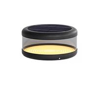 OZBME Pillar lights outdoor Round Solar Post Lights LED Column IP65 Waterproof Garden Stainless Steel Bollard for Yard Driveway Lawn 3000K (25 * 12.5cm)