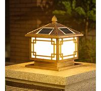 OZBME Pillar lights outdoor Solar Post Lights Energy-Saving LED Waterproof Patio Bollard Light IP65 Craftsman One-Light Exterior Lantern (Bronze 18 * 18 * 24cm)