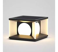 OZBME Pillar lights outdoor Solar Post Lights - Stainless Steel LED Column Square Patio Poles Waterproof Garden Gate Deck Light 3000K (50 * 35cm)