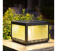 OZBME Pillar lights outdoor Solar Post Lights Waterproof Column Lights, Square Villa Patio Lighting IP65 Waterproofs Courtyard Gate (20cm)