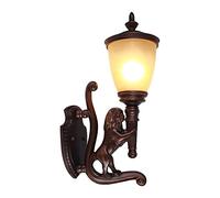 OZBME Porch & Patio Lights European Style Retro Waterproof Wall Sconces Lion and Horse Head Outdoor Lamp Mounted Lighting Fixture for Balcony Corridor Entryway Hallway Aisle Lantern ((Am)