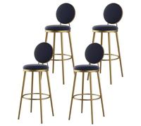 OZBME Set of 4 Ergonomic 25" Pink Bar Stools Modern Armless Kitchen Island Chairs with Round Backrest & Flannel Cushions Metal Base Footrest for Dining Room Decor (Dark Blue 4pcs)
