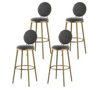 OZBME Set of 4 Ergonomic 25" Pink Bar Stools Modern Armless Kitchen Island Chairs with Round Backrest & Flannel Cushions Metal Base Footrest for Dining Room Decor (Dark Gray 4pcs)