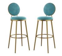OZBME Set of 4 Ergonomic 25" Pink Bar Stools Modern Armless Kitchen Island Chairs with Round Backrest & Flannel Cushions Metal Base Footrest for Dining Room Decor (Light Blue 2pcs)
