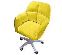 OZBME Velvet Desk Chair for Home Office, Makeup Vanity with Armrests Bedroom Modern Swivel Rolling Women (Yellow)