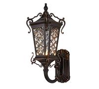 OZBME Wall Lamp,European Retro Outdoor Waterproof Porch Light Waterway Stone Glass Shade Lantern Patio Aisle Corridor Garden Aluminum Golden Window Grille Sconce Led Lamp
