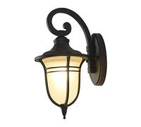 OZBME Wall Lamp,European Style Waterproof Black Retro Outdoor Lantern Lamp Light E27 Balcony Aisle Aluminum with Frosted Glass Lampshade Villa Corridor