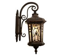 OZBME Wall Lamp Retro Large Outdoor Lanterns Exterior Light Fixtures Coach Waterproof Aluminium with Water Glass Outside Lamps (Color : Nero, Size L) (Brass L)