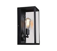 OZBME Waterproof Outdoor Wall Light, Rustic Black Metal Sconce with Clear Glass Lampshade, Exterior Lamps Porch Lights for Villa Patio Garden Entryway, E27 Socket (Clear)