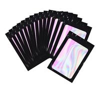 OZCHIN 100 pcs Mylar Bags Holographic Packaging Pouch Bag with Clear Window, Resealable Ziplock Baggies for Food, Jewelry, Electronics Self Sealing Storage, Christmas Xmas Gifts