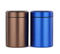 OZCHIN 2 PCS Aluminum Storage Jar Portable Airtight Smell Proof Container Bottle Multipurpose Storage Container for Spices, Coffee & Teas (Blue + Brown, 50 ml)