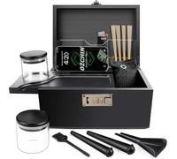 OZCHIN Bamboo Smell Proof Container Locking Box, Large Wooden Storage Box with Glass Jar, Christmas Gifts for Men Women, Home Decor & Smoking Accessories