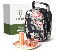OZCHIN Smell Proof Storage Bag with Combination Lock Lockable Box Bag Travel Storage Case Activated Charcoal Bag Set (23 x 16 x 12cm), Christmas Xmas Gifts for Women Men (Flower- 1 - Set)