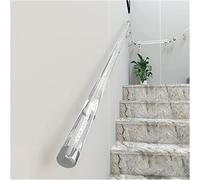 OZCULT Banister Rails Handrail Stairs Non-slip Wall Mount Railing for Elderly Kids, Clear Acrylic Staircase Banister, with Silver/Golden Brackets (Color : Silver, Size : 380cm(12.5ft))