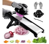 OZD Adjustable Mandoline Food Slicer, 5-in-1 Professional Mandoline Vegetable Slicer, Stainless Steel Salad Chopper with Safety Gloves, Mandolin Julienne Cutter for Onion, Potato, Cucumber