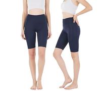 OZDESIGN Women’s High Waisted Biker Shorts - Squat Proof, Non See Through, Stretchy Gym Yoga Shorts for Workout, Running & Everyday Wear (UK, Alpha, One Size, Regular, Regular, M, Navy Blue)