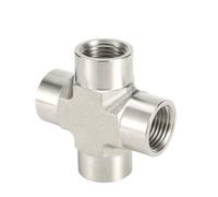 OZDYT 1 PCS SS316 Female CROSS NPT BSP BSPT 4 Way Connector 3000psig 20MPa Pipe Fitting Stainless Steel(Female NPT Cross,1/8")