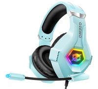 Ozeino Gaming Headset, 3D Sound Effects, Noise Eduction Microphone, Gaming Headphone for Ps4, Ps5, Xbox One, PC, Switch(light blue)