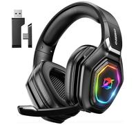 Ozeino Wireless Gaming Headset with Microphone, 2.4G & Type C Transmitter - 40h Battery Life - RGB Lighting Gaming Headphones for Ps5, Ps4, PC, Phone