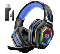 Ozeino Wireless Gaming Headset with Microphone, 2.4G & Type C Transmitter - 40h Battery Life - RGB Lighting Gaming Headphones for PS5, PS4, PC, Phone (Blue)