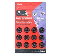 Ozelaplus Sew on Metal Snap Fasteners-12 Sets-9mm-Black