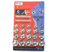 Ozelaplus Sew on Metal Snap Fasteners-20 Sets-6mm-11mm-Silver