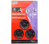 Ozelaplus Sew on Metal Snap Fasteners-3 Sets-21mm-Black