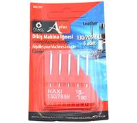 Ozelaplus Universal Sewing Machine Pack of 5 Needles-Size 16/100-For Leather, Silver, 16/100