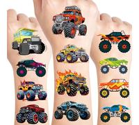 Ozepao 100 x Monster Truck Temporary Tattoos for Kids 2x2in Individually Wrapped Ideal for Car Themed Birthday Party