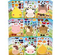 Ozepao 36 Pcs Farm Animals Make-A-Face Sticker Sheets | Mix & Match Your Own Farm Animal Stickers for Kids Ages 2-6 | Farm Animal Party Supplies, Birthday Decorations, Crafts & Activities