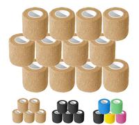 OZER 12 Pack 2 Inch x 5 Yards Self Adhesive Bandage Breathable Cohesive Bandage Wrap Rolls Elastic Self-Adherent Tape for Stretch Athletic, Sports, Wrist, Ankle (Tan, 2 Inch) (Complexion)