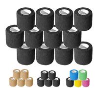 OZER 12 Pack 2 Inch x 5 Yards Self Adhesive Bandage Breathable Cohesive Bandage Wrap Rolls Elastic Self-Adherent Tape for Stretch Athletic, Sports, Wrist, Ankle (Tan, 2 Inch) (Black)