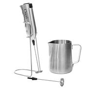 Ozeri Deluxe Milk Frother and 12 oz Frothing Pitcher in Stainless Steel, with Extra Whisk Attachment