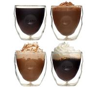Ozeri Moderna Artisan Series Double Wall 2 oz Beverage & Espresso Shot Glasses - Set of 4 Drinking Glasses
