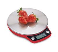 Ozeri ZK011-R Precision Pro Stainless-Steel Digital Kitchen Scale with Oversized Weighing Platform, Stainless Steel, Stainless on Red