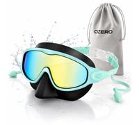 OZERO Kids Swimming Goggles 6-14: 2 Pack Anti Fog UV400 Lens for Pool Beach Lessons, Built-in Ear Plugs Attached, No Leak Wide View Adjustable Strap, Junior Swim Goggles for Boys Girls (4002-1)