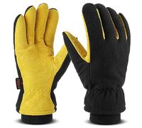 OZERO Winter Deerskin Thermal Gloves for Men and Women, Soft Suede Leather Palm, Polar Fleece Back, Water Resistant Cold Weather Gloves for Driving Cycling Dog Walking